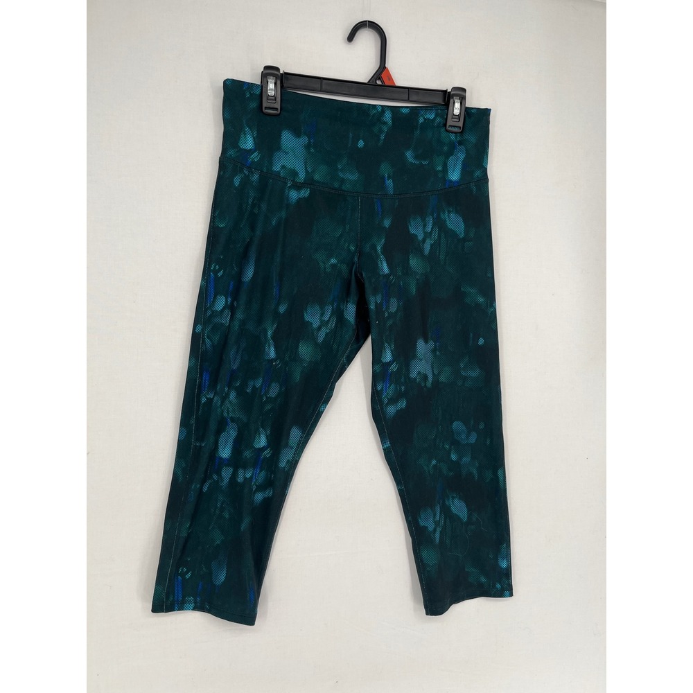 Champion C9 Duo Dry Womens XL Teal Blue Abstract Print Athletic Capri Leggings